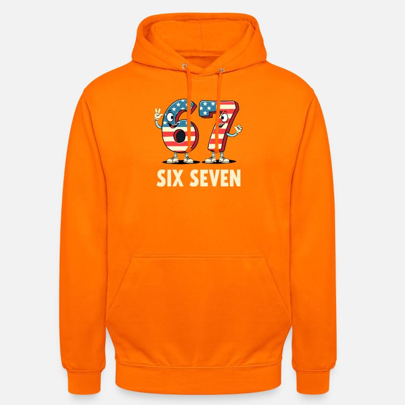 US Flag 67 Memes Six Seven - Sweat-shirt à capuche unisexe - orange