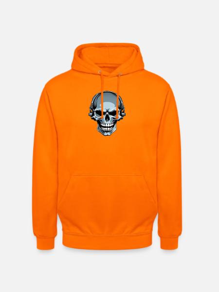 Skull with headphones illustration - Unisex Hoodie - orange