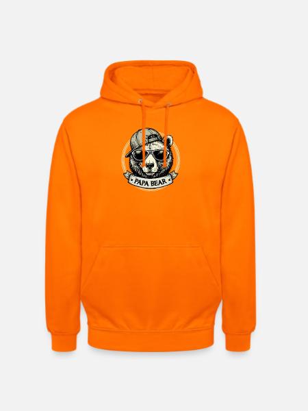 Papa Bear Vintage Retro Cool Dad Gift - Unisex Hoodie - orange