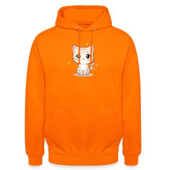 Illustration mignonne de chat Kawaii - Chaton Chibi - Sweat-shirt à capuche unisexe - orange - Devant - AI Model Male 185 light (185cm) & AI Model Female 180 light (180cm)