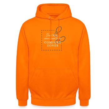 Drop comfort zones - Unisex Hoodie - orange - Front - AI Model Male 185 light (185cm) & AI Model Female 180 light (180cm)