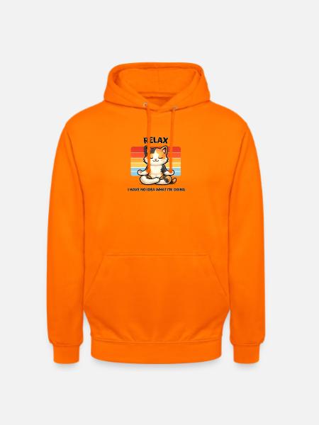 Relax Cat Meditative Chill - Unisex Hoodie - orange