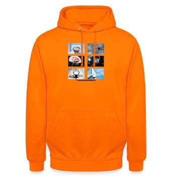 Hoopsrausch Collage - Unisex Hoodie - orange - Front - AI Model Male 185 light (185cm) & AI Model Female 180 light (180cm)