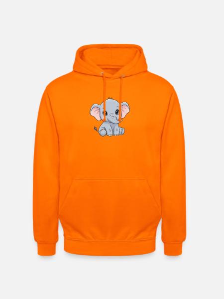 Cuddly baby elephant cartoon - Unisex Hoodie - orange