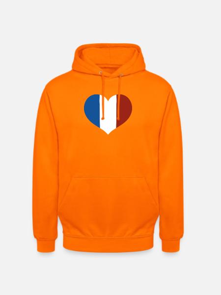 French Flag Heart - Unisex Hoodie - orange