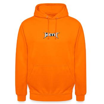 « Meth » - Parodie de design métallique - Sweat-shirt à capuche unisexe - orange - Devant - AI Model Male 185 light (185cm) & AI Model Female 180 light (180cm)