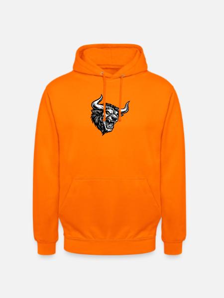 Angry Bull Head – Aggressive Bull Logo - Unisex Hoodie - orange