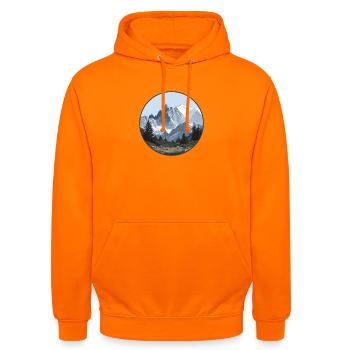Mont Blanc mountain landscape - Unisex Hoodie - orange - Front - AI Model Male 185 light (185cm) & AI Model Female 180 light (180cm)