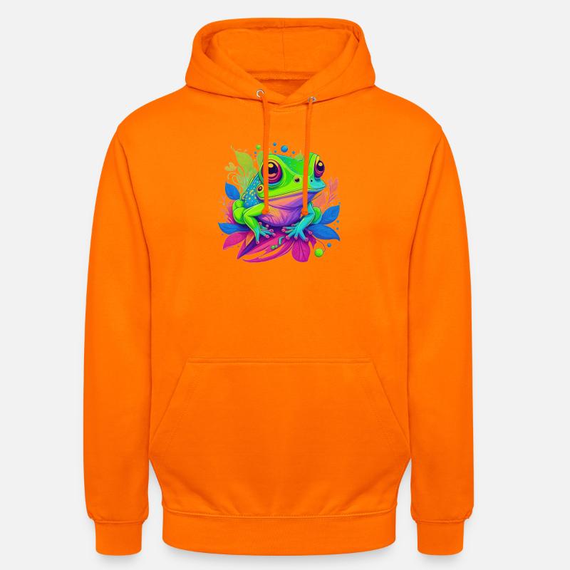 Regenbogenfrosch auf Blättern - Unisex Hoodie - Orange
