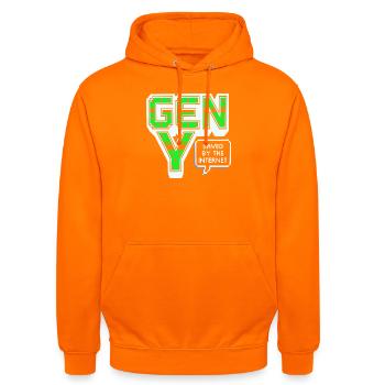 Génération Y, génération Y, Chemise Millennials, sweat à capuche - Sweat-shirt à capuche unisexe - orange - Devant - AI Model Male 185 light (185cm) & AI Model Female 180 light (180cm)