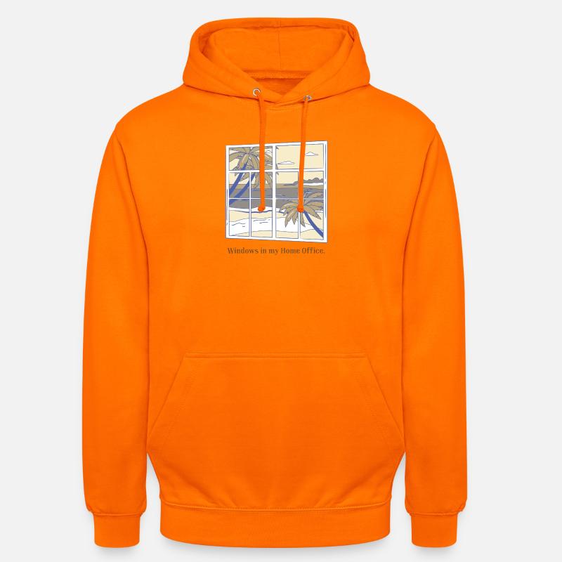 Fenêtres dans mon bureau à domicile - Sweat-shirt à capuche unisexe - orange
