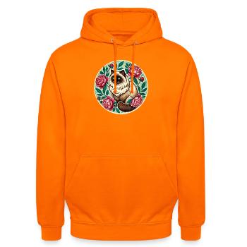 Floral Circle Cat Portrait - Unisex Hoodie - orange - Front - AI Model Male 185 light (185cm) & AI Model Female 180 light (180cm)