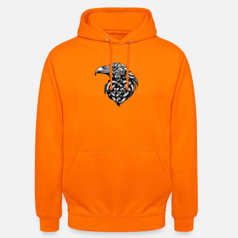 Ørneillustration sort tatoveringsstil - Hættetrøje unisex - orange