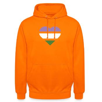 Pride Flag Heart · Genderqueer - Unisex Hoodie - orange - Front - AI Model Male 185 light (185cm) & AI Model Female 180 light (180cm)