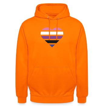 Pride Flag Heart · Genderfluid - Unisex Hoodie - orange - Front - AI Model Male 185 light (185cm) & AI Model Female 180 light (180cm)