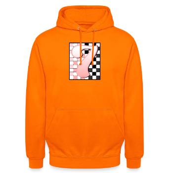 7. GEBURTSTAG – PINK CHECKERED - Unisex Hoodie - Orange - Vorne - AI Model Male 185 light (185cm) & AI Model Female 180 light (180cm)