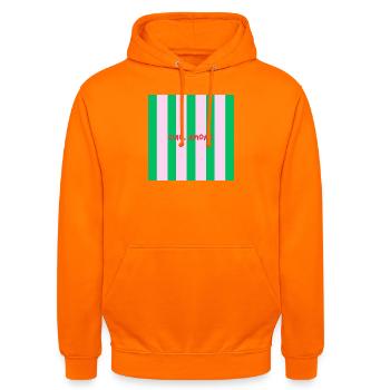 Minimalist CIAO, AMORE. Graphic Tee Design - Sweat-shirt à capuche unisexe - orange - Devant - AI Model Male 185 light (185cm) & AI Model Female 180 light (180cm)
