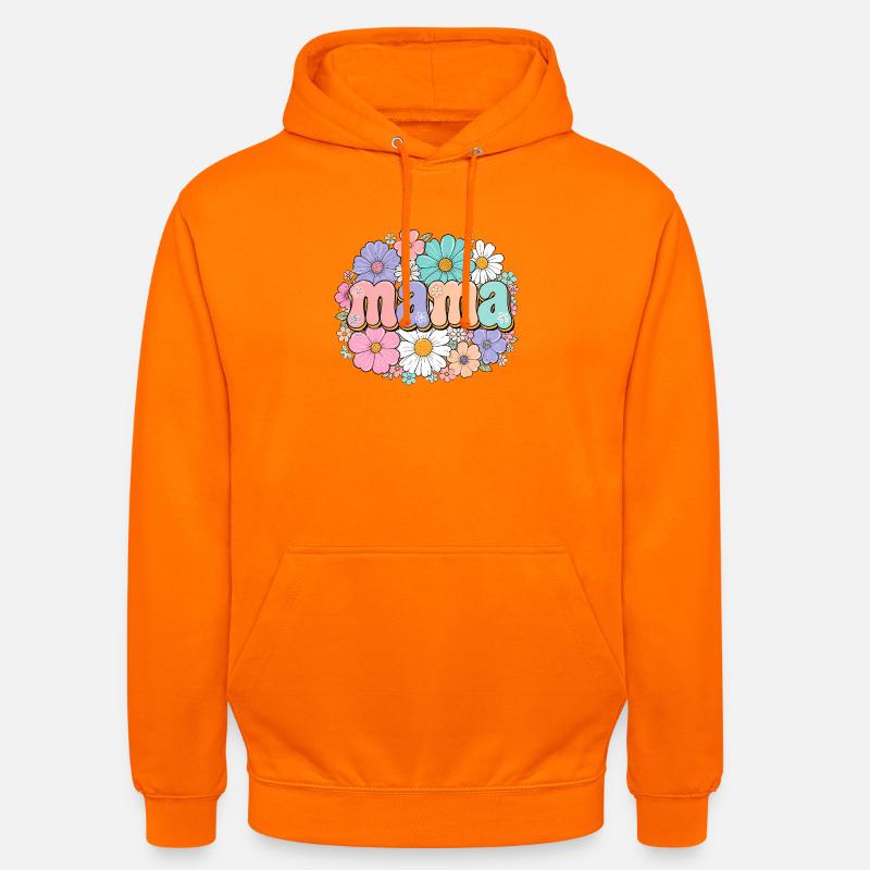 Fleurs de maman rétro - Sweat-shirt à capuche unisexe - orange