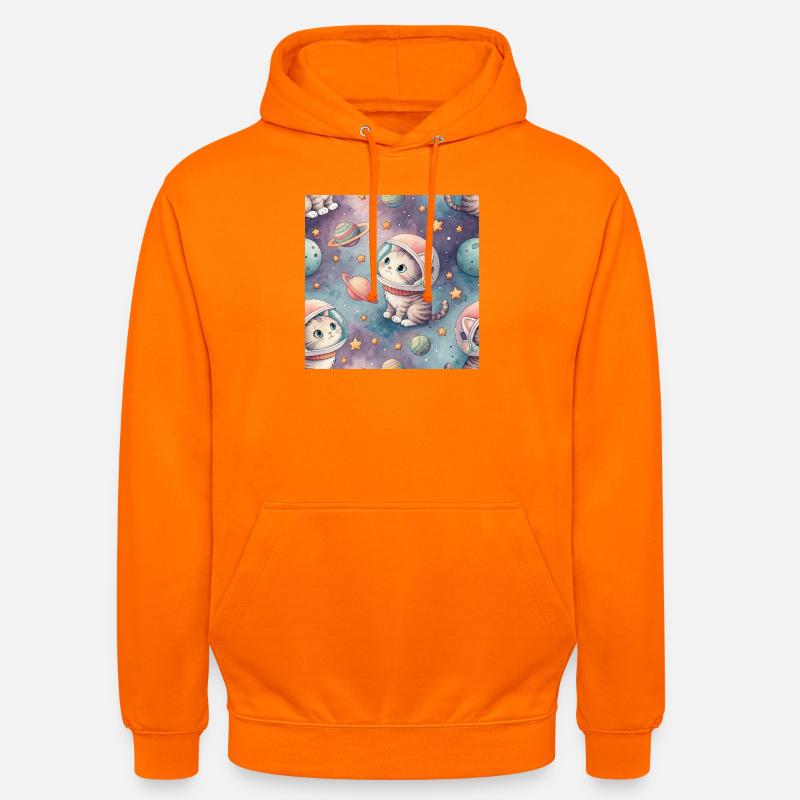 Kosmisches Kätzchen im Orbit - Unisex Hoodie - Orange