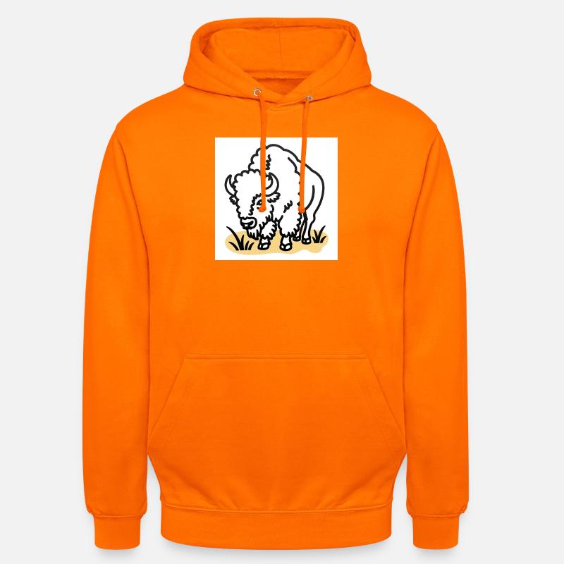 Bisons sur herbe jaune - Sweat-shirt à capuche unisexe - orange