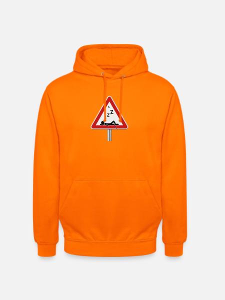 Sleeping Traffic Sign Warning Attention Tired - Unisex Hoodie - orange