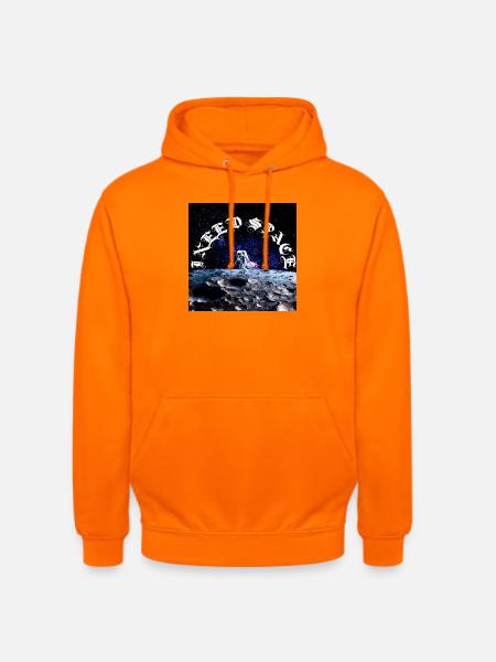 Astronaut on Moon Arc Cosmic Text - Unisex Hoodie - orange