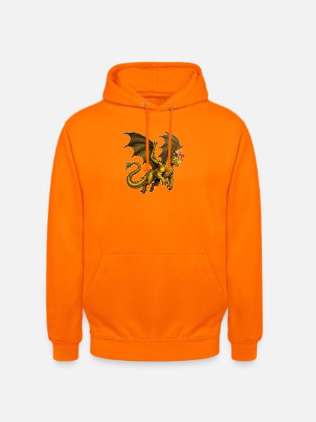Dragon doré en vol - Sweat-shirt à capuche unisexe - orange