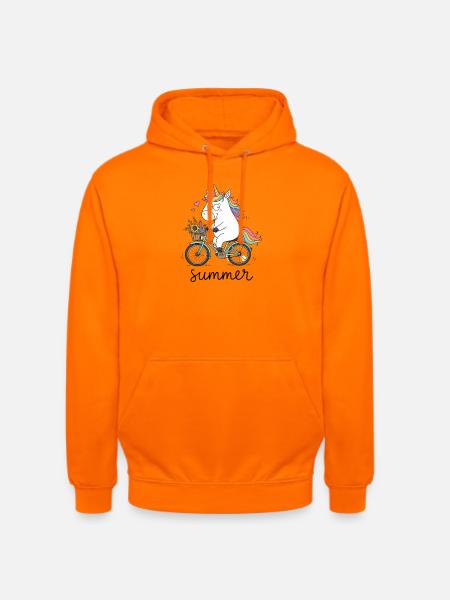 Einhorn auf dem Fahrrad - Unisex Hoodie - Orange