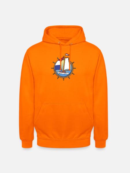 Dutch Sailboat in steering wheel - Unisex Hoodie - orange