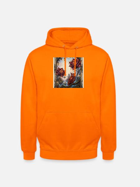 Blumen- und Dampfeule - Unisex Hoodie - Orange