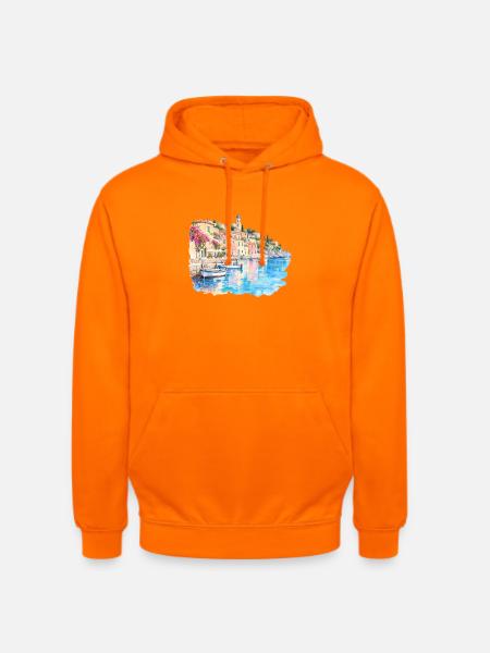 Mediterranes Hafenviertel Aquarell - Unisex Hoodie - Orange