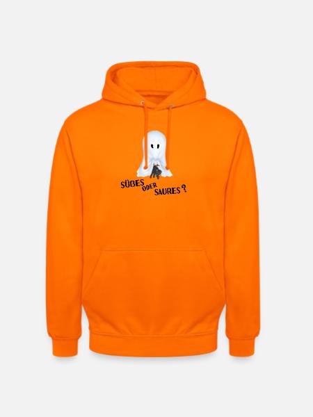 Süßes oder Saures - Gespenst mit Katze - Unisex Hoodie - Orange
