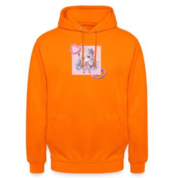 Pastell-Chibi Herzakzent - Unisex Hoodie - Orange - Vorne - AI Model Male 185 light (185cm) & AI Model Female 180 light (180cm)