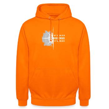 Koordinaten Hiddensee - Unisex Hoodie - Orange - Vorne - AI Model Male 185 light (185cm) & AI Model Female 180 light (180cm)