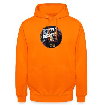 Horror Lover Kino Nacht Design - Unisex Hoodie - Orange - Vorne - AI Model Male 185 light (185cm) & AI Model Female 180 light (180cm)