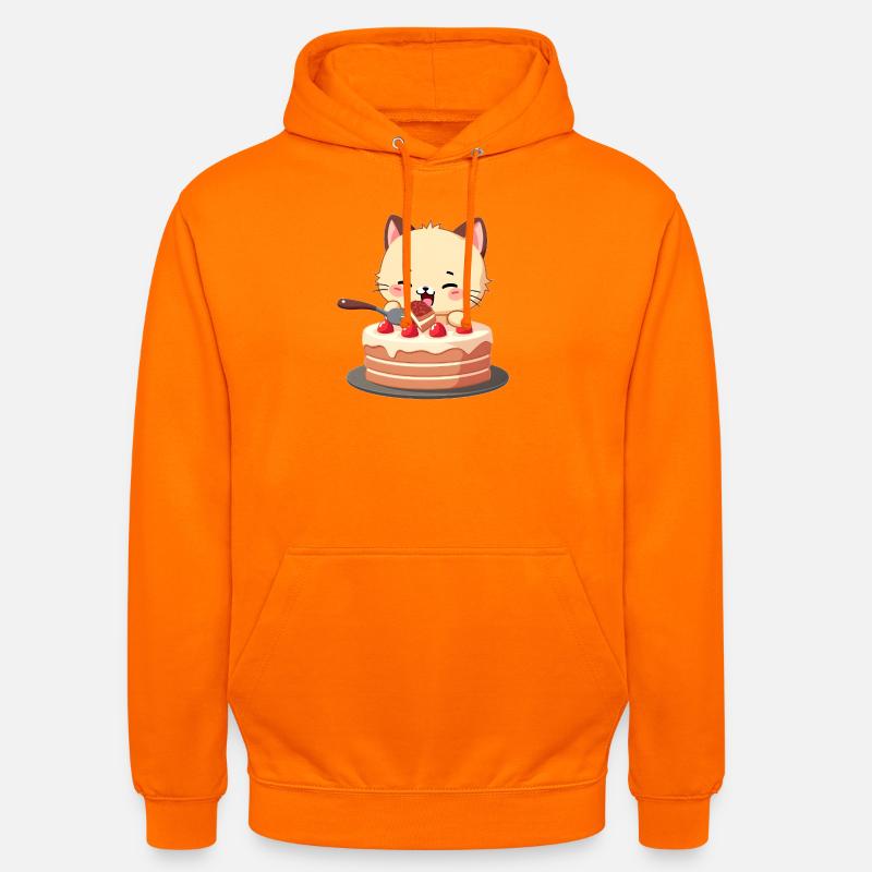 Le chat mange du gâteau - Sweat-shirt à capuche unisexe - orange