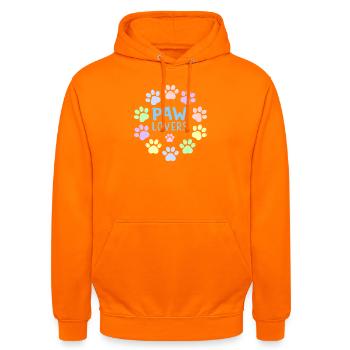 PAW LOVERS Blaue Pastell-Pfoten - Unisex Hoodie - Orange - Vorne - AI Model Male 185 light (185cm) & AI Model Female 180 light (180cm)