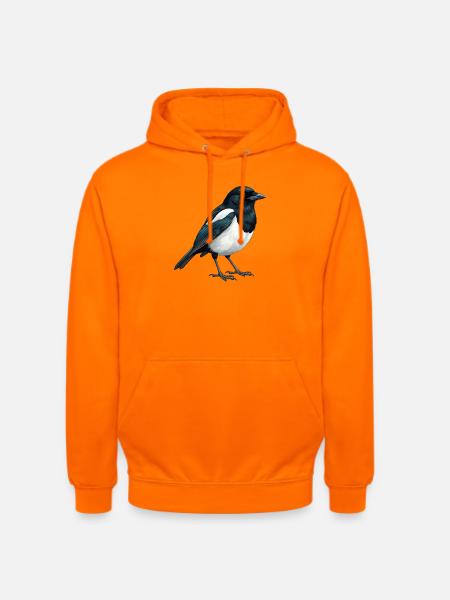 Elster – Vogelillustration - Unisex Hoodie - Orange
