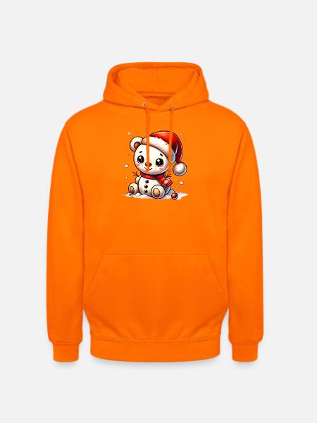 Snowman Bear with Hat - Cute Winter Motif - Unisex Hoodie - orange