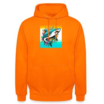 Hai - Unisex Hoodie - Orange - Vorne - AI Model Male 185 light (185cm) & AI Model Female 180 light (180cm)