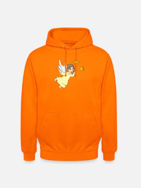 Cartoonish_angel_is_playing_the_flute - Unisex Hoodie - Orange