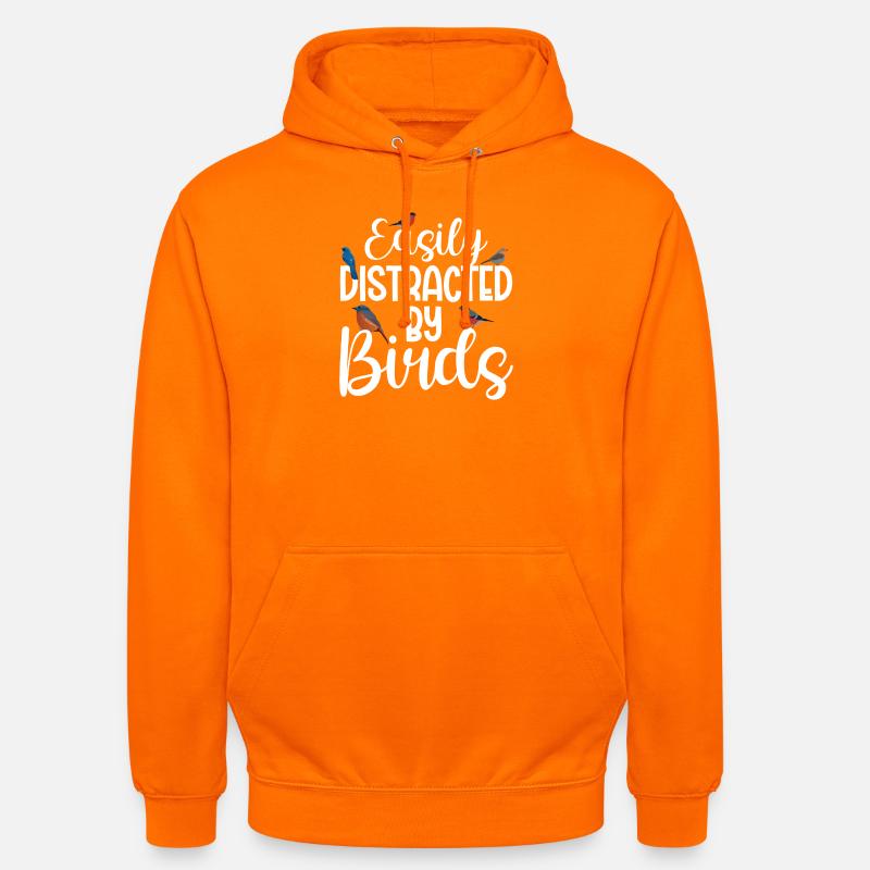 Facilement distrait par les oiseaux - Sweat-shirt à capuche unisexe - orange