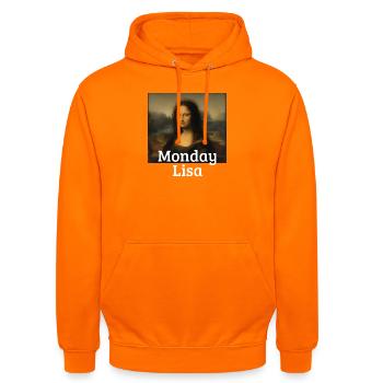 Lundi Lisa Leonardo Da Vinci Drôle Mona Lisa - Sweat-shirt à capuche unisexe - orange - Devant - AI Model Male 185 light (185cm) & AI Model Female 180 light (180cm)