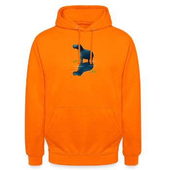 Nilpferd und Libelle - Unisex Hoodie - Orange - Vorne - AI Model Male 185 light (185cm) & AI Model Female 180 light (180cm)