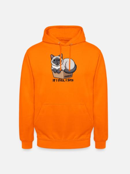 Fragiles Katzen-im-Box-Meme - Unisex Hoodie - Orange