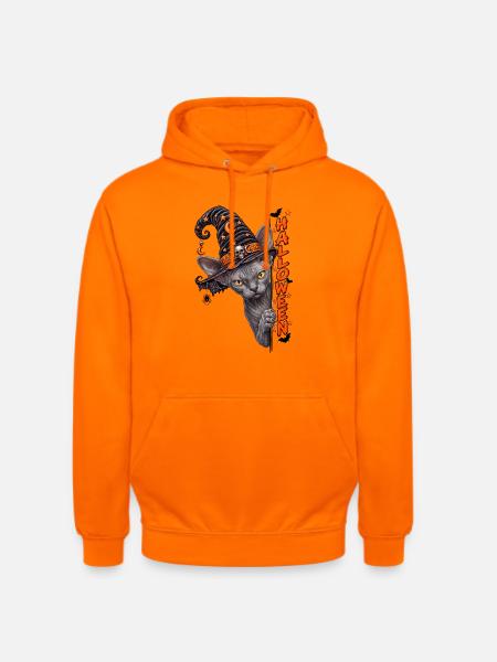 Sphinx Katze Hexenhut Halloween Design - Unisex Hoodie - Orange