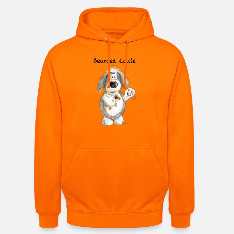 Bearded Collie mit Teddy - Unisex Hoodie - Orange