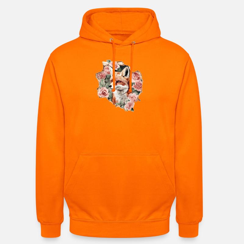 Ræv med roser - Hættetrøje unisex - orange