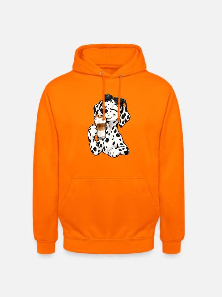 Dalmatiner mit Latte Macchiato - Unisex Hoodie - Orange