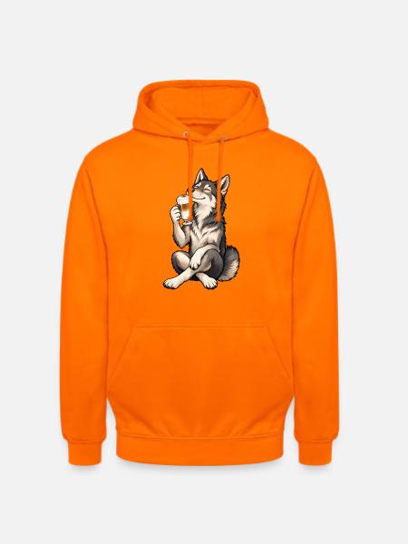 Wolfshund mit Latte Macchiato - Unisex Hoodie - Orange